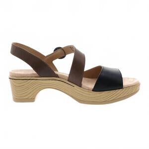 NEW DANSKO women's marjory sandal in black tumbled leather